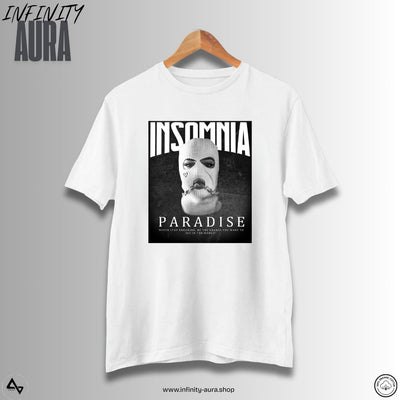 INSOMNIA Paradise Streetwear T-Shirt | Bold Graphic Mask Print | Unisex Cotton Tee for Urban Fashion