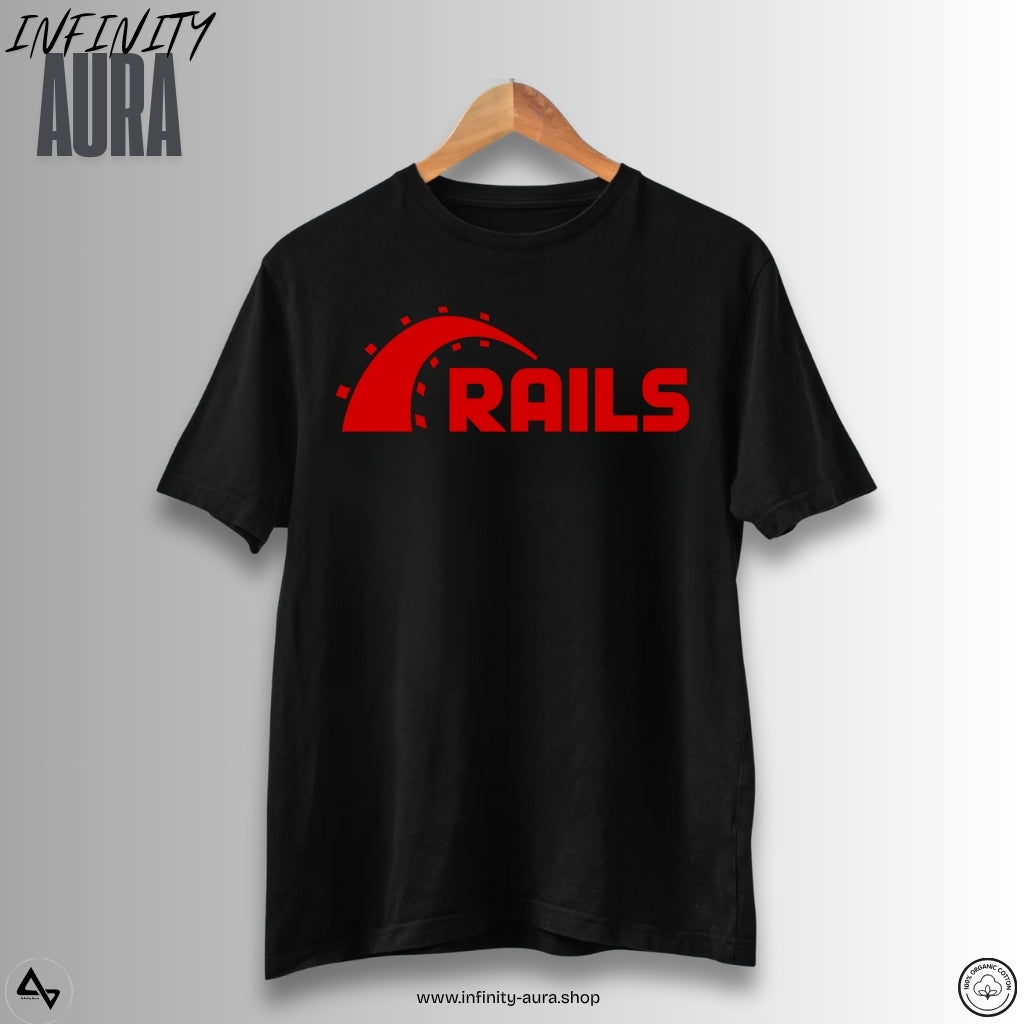 Rails–Unisex Half Sleeve T-Shirt for Programmers & Developers | Infinity Aura