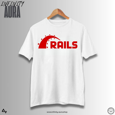Rails–Unisex Half Sleeve T-Shirt for Programmers & Developers | Infinity Aura