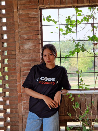 Code Blooded–Unisex Half Sleeve T-Shirt for Programmers & Developers