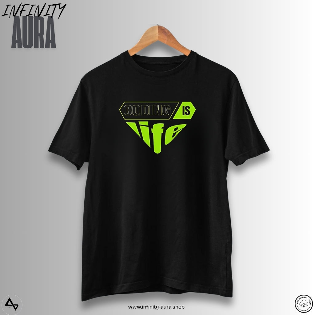 Coding Is Life–Unisex Half Sleeve T-Shirt for Programmers & Developers
