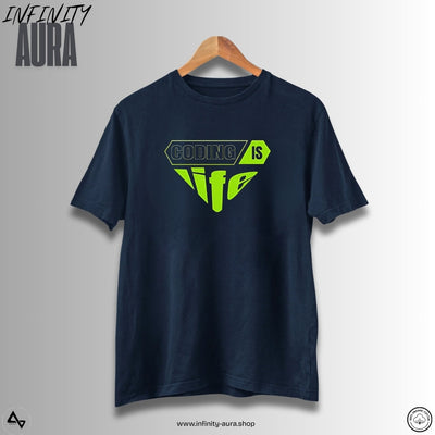 Coding Is Life–Unisex Half Sleeve T-Shirt for Programmers & Developers