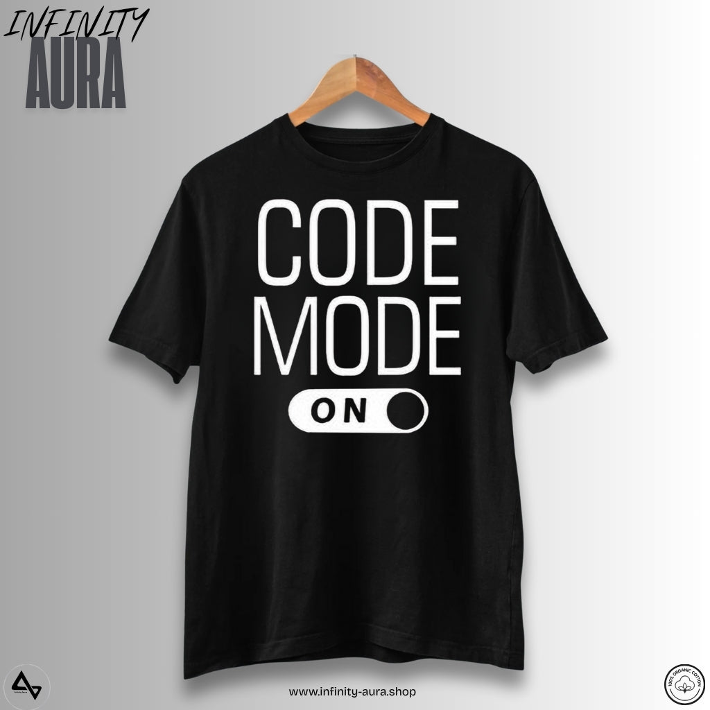 Code Mode On–Unisex Half Sleeve T-Shirt for Programmers & Developerst | Infinity Aura