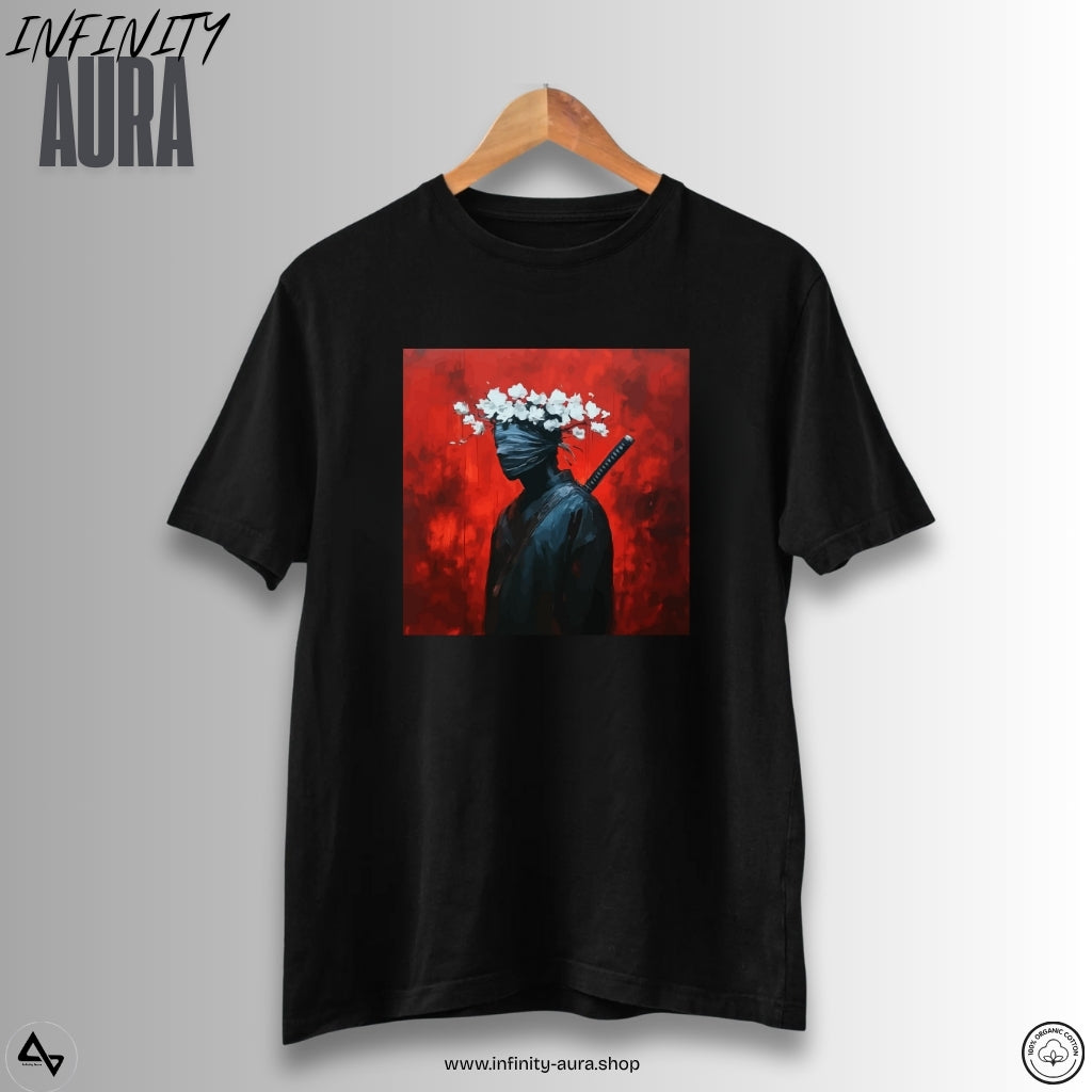 Samurai Aesthetic T-Shirt – Floral Masked Warrior | Unisex Half Sleeve Graphic Tee