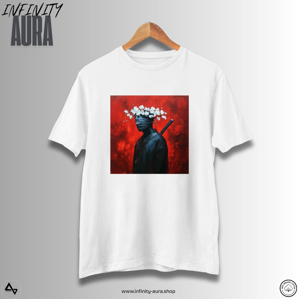 Samurai Aesthetic T-Shirt – Floral Masked Warrior | Unisex Half Sleeve Graphic Tee