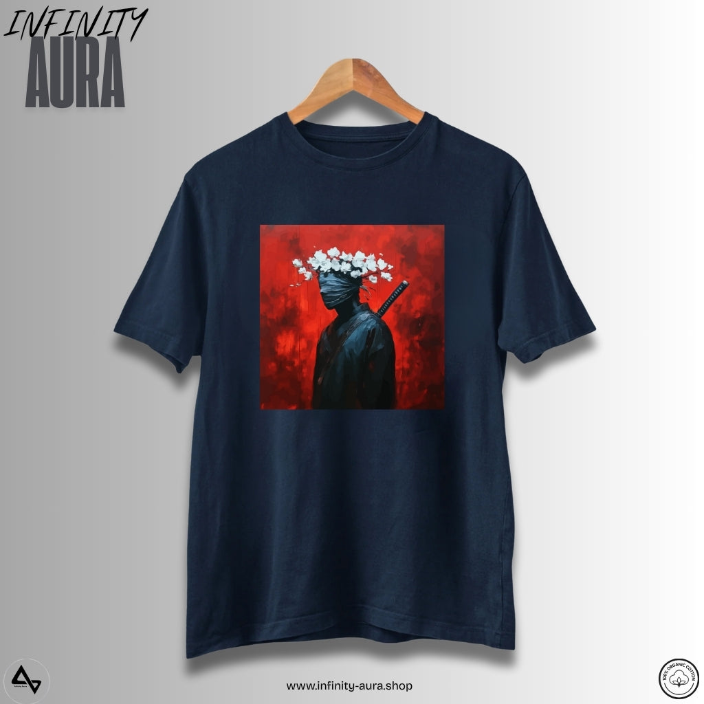 Samurai Aesthetic T-Shirt – Floral Masked Warrior | Unisex Half Sleeve Graphic Tee