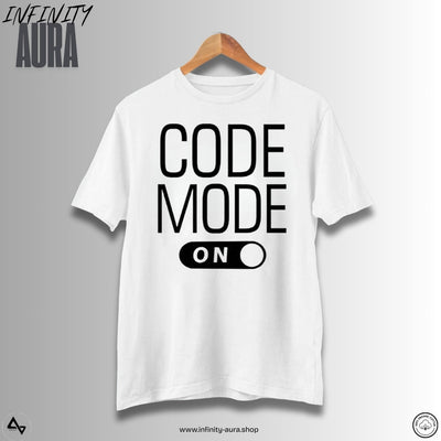 Code Mode On–Unisex Half Sleeve T-Shirt for Programmers & Developerst | Infinity Aura