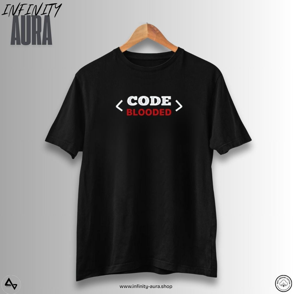 Code Blooded–Unisex Half Sleeve T-Shirt for Programmers & Developers